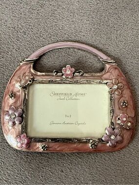 Sheffield Home Pink Floral Purse-Shaped Photo Frame NEW